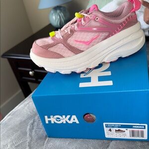Hoka Kids Pink and White Sneakers